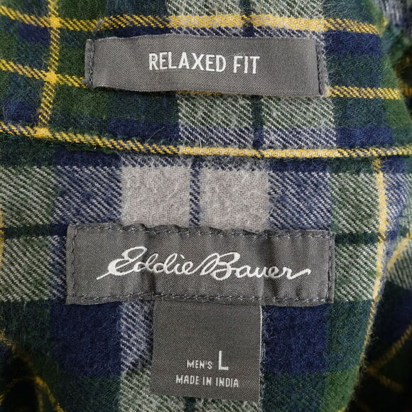 EDDIE BAUER RELAXED FIT PLAID FLANNEL BUTTON DOWN SHIRT MEN SZ L LARGE - Picture 6 of 6